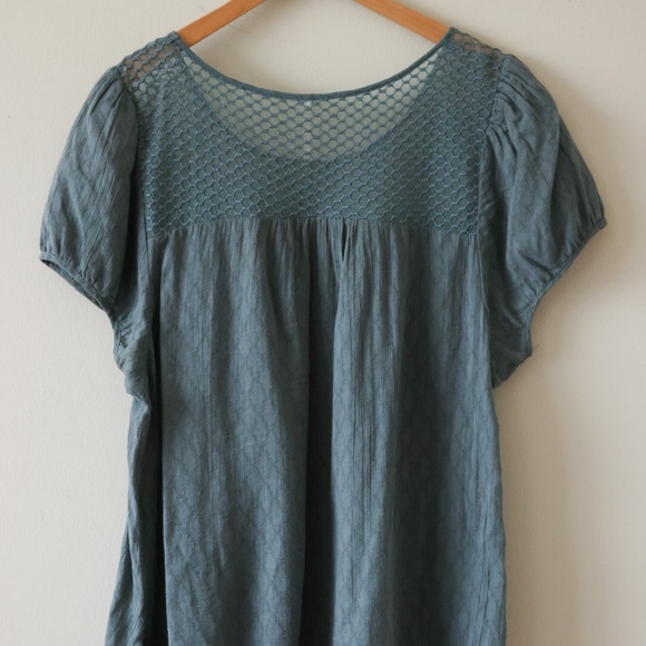 Free People Blue Peasant Blouse, LARGE - Picture 3 of 7